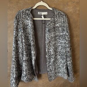 Zara 🩶Metallic Sequin Blazer